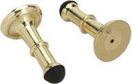 🚪 set of 2 polished brass door stops - heavy duty 3" door stop with low mounted rubber bumper tips – protect walls and doors, easy installation for kitchen, bedroom, office logo