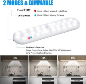 img 1 attached to 🔦 Rechargeable Motion Sensor Closet Light, Dimmable 500LM Under Cabinet Lights - 3 Pack, Wireless Stick-on Lights with Magnetic Strip, Auto ON/OFF, Bright Kitchen Lights - Ideal for 30 LED Under Cabinet Lighting