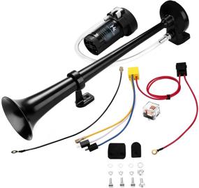 img 4 attached to 🚂 Powerful HK 12V 150db Air Train Horn Kit with Compressor - Loud Single Trumpet Horn for Trucks, Cars, Boats, SUVs, and Trains (Black)