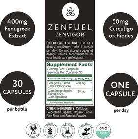 img 3 attached to 💪 Zenfuel Zenvigor: Natural Testosterone Strength Booster to Supercharge Workouts and Achieve Peak Performance - Fenugreek: Energize and Build Muscles for Men, Vegan Plant-Based Supplement (30 Count)