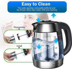 img 2 attached to BOSCARE Electric Kettle: Stainless Steel 1.7L Pour Over Coffee and Tea Pot - Auto Shut Off & Boil-Dry Protection