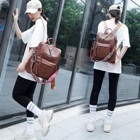 img 2 attached to 🎒 New Arrival 2021 - Women's Fashion Backpack Purse: Stylish Day Pack Satchel Handbag & Shoulder Bag in PU Leather (A-brown)