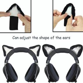 img 3 attached to 🐱 Cute Cat Ears Headphone Attachment - Adjustable Design for Logitech G PRO, HypreX Cloud/Cloud Flight, and More - Cosplay Kitten Ears Universal for Gaming Headset in Black & White