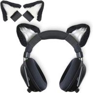 🐱 cute cat ears headphone attachment - adjustable design for logitech g pro, hyprex cloud/cloud flight, and more - cosplay kitten ears universal for gaming headset in black & white logo