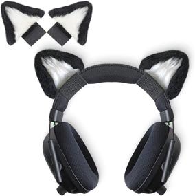 img 4 attached to 🐱 Cute Cat Ears Headphone Attachment - Adjustable Design for Logitech G PRO, HypreX Cloud/Cloud Flight, and More - Cosplay Kitten Ears Universal for Gaming Headset in Black & White
