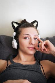 img 1 attached to 🐱 Cute Cat Ears Headphone Attachment - Adjustable Design for Logitech G PRO, HypreX Cloud/Cloud Flight, and More - Cosplay Kitten Ears Universal for Gaming Headset in Black & White