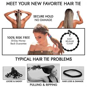 img 1 attached to 💇 PRO Hair Tie - Easy-Release Clasp for a Secure Hold & No Damage - Perfect for an Active Lifestyle! (Black Pack of 8)