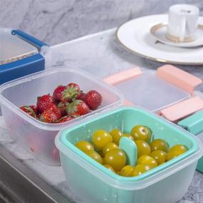 img 1 attached to 🍓 Shopwithgreen Berry Keeper Box Containers, Berry Boxes Fresh Produce Saver Food Storage Containers with Leak-proof Lids - Clear, 50 oz (Green)