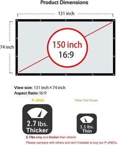 img 2 attached to 📽️ P-JING 150 дюймовый 16:9 HD складной анти-Mорщинки портативный экран для проектора: идеально подходит для домашнего кинотеатра, уличных и внутренних двусторонних проекций.