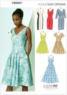 👗 misses' dress sewing template - vogue patterns v8997, size e5 (14-16-18-20-22) logo