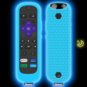 img 4 attached to 📱 Enhanced Protection for Roku Ultra Remote Control Silicone Case - Universal Replacement Skin with Glow Blue - Compatible with Roku Voice Remote Pro - 2020/2019/2018 Models