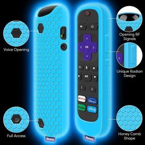 img 2 attached to 📱 Enhanced Protection for Roku Ultra Remote Control Silicone Case - Universal Replacement Skin with Glow Blue - Compatible with Roku Voice Remote Pro - 2020/2019/2018 Models