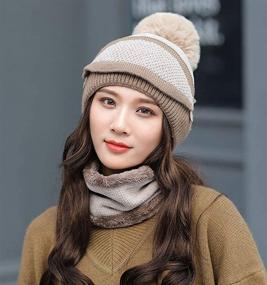 img 1 attached to 🧣 Knit Beanie Hat for Women - Winter Warm Skully Caps with Pompom Hat, Scarf, and Mask Set