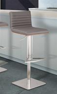 🪑 armen living café grey faux leather adjustable barstool with brushed stainless steel finish, gray/walnut, 31.5" x 19.29" x 17 logo