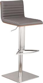 img 3 attached to 🪑 Armen Living Café Grey Faux Leather Adjustable Barstool with Brushed Stainless Steel Finish, Gray/Walnut, 31.5" x 19.29" x 17