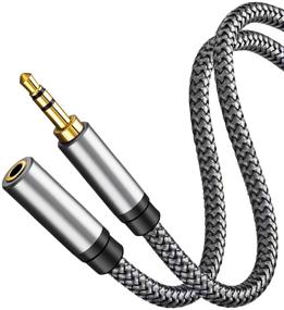 img 4 attached to 15ft Audio Extension Cable - 3.5mm Stereo Male to Female Jack, Aux Cord for Phones, Headphones, Speakers, Tablets, MP3 Players and More - Long Length, 15Ft/5M