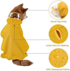 img 3 attached to 🐶 Versatile Yellow Dog Raincoat: Puppy Waterproof Jacket for Small-Medium Dogs - Adjustable, Breathable & Easy to Wear with Leash Hole and Transparent Brim