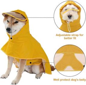 img 2 attached to 🐶 Versatile Yellow Dog Raincoat: Puppy Waterproof Jacket for Small-Medium Dogs - Adjustable, Breathable & Easy to Wear with Leash Hole and Transparent Brim