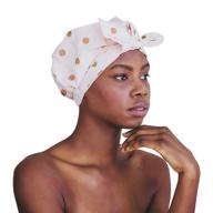 waterproof kitsch luxury shower cap for women with long hair - fashionable and reusable blush dot shower cap logo