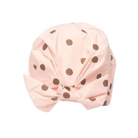 img 3 attached to Waterproof Kitsch Luxury Shower Cap for Women with Long Hair - Fashionable and Reusable Blush Dot Shower Cap