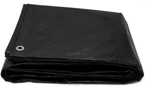 img 1 attached to 🔥 Premium 12 Ft. X 20 Ft. Heavy Duty 6 Oz. Black Poly Tarp - Ultra Thick & Durable, 11-12 Mil Thickness