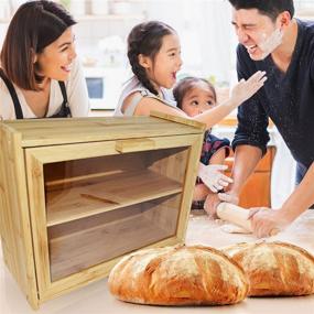 img 1 attached to 🍞 RoyalHouse Large Two Layer Bamboo Breadbox - Premium Bread Bin and Kitchen Countertop Organizer, Simple Assembly Required