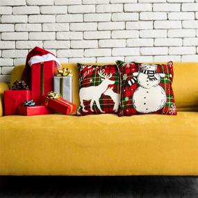 img 1 attached to 🎄 Gejoy 4 Pieces Christmas Pillow Cover Set - Festive Square Cushion Covers for Sofa, Bedroom, and Home Decoration, 18x18 inch