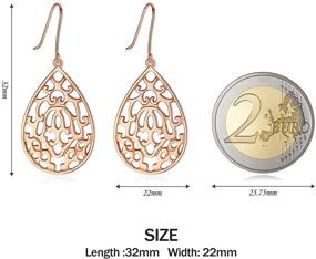 img 3 attached to AOAVOV 925 Sterling Silver Handmade Dangle Earrings with Hollow Out Petal Pendant Hook – Ethnic Style Silver Studs for Sensitive Ears