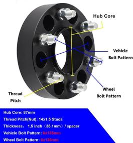 img 3 attached to 🔧 Высококачественные EOTH дистанционные колесные адаптеры 6x135 мм для F150 и Expedition, толщина 1,5 дюйма, болты 14 мм х 1,5, совместимы с 2015-2021