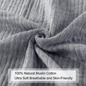 img 2 attached to 🛋️ PHF 100% Cotton Muslin Blanket Twin Size 66" x 90", Yarn Dyed 3 Layers Ultra Soft Lightweight Breathable Blanket, Perfect Couch Bed Sofa Layer, Elegant Grey Bluish Home Decoration