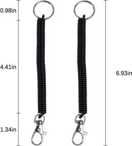 img 3 attached to AUEAR 10Pcs Theftproof Spring Cord Plastic Keychain - Flexible Safety Retractable Coiled Tether with Carabiner | Elastic Key Chain for Wallet, Pliers, Tools, Hiking, Boating - Black