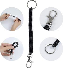 img 2 attached to AUEAR 10Pcs Theftproof Spring Cord Plastic Keychain - Flexible Safety Retractable Coiled Tether with Carabiner | Elastic Key Chain for Wallet, Pliers, Tools, Hiking, Boating - Black