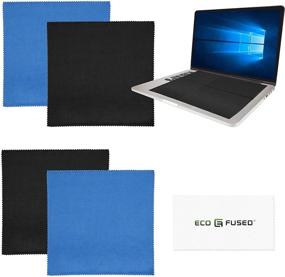 img 4 attached to 🧼 Eco-Fused Large Microfiber Cleaning Cloths - 4 Pack - 18 x 18 inch - Ideal for Wide Screen TVs, Large Computer Monitors - Suitable for Glasses, Camera Lenses, Laptops, LCD Screens - Blue/Black