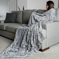 🛋️ graced soft luxuries marbled gray faux fur throw blanket - oversized, soft and warm - home décor must-have logo