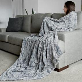 img 4 attached to 🛋️ Graced Soft Luxuries Marbled Gray Faux Fur Throw Blanket - Oversized, Soft and Warm - Home Décor Must-Have