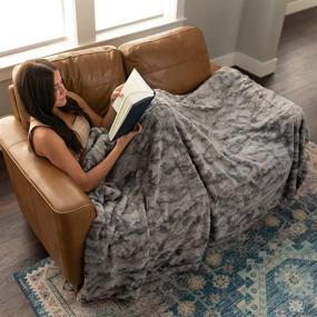 img 3 attached to 🛋️ Graced Soft Luxuries Marbled Gray Faux Fur Throw Blanket - Oversized, Soft and Warm - Home Décor Must-Have