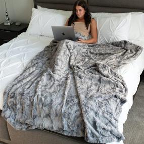img 2 attached to 🛋️ Graced Soft Luxuries Marbled Gray Faux Fur Throw Blanket - Oversized, Soft and Warm - Home Décor Must-Have