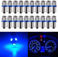 🚗 blyilyb 20-pack ba9 ba9s 53 57 1895 64111 blue led car light bulb for license plate, side door, courtesy, interior dome, and map lights logo