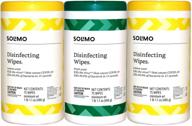 🍋 solimo disinfecting wipes - lemon scent &amp; fresh scent, 75 count (pack of 3), sanitizer/cleaner/disinfectant/deodorizer - amazon brand logo