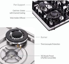 img 2 attached to 30 Inch Gas Cooktop DT5702 Stainless Steel 🔥 5 Burner Gas Stovetop - LPG/NG Convertible with Thermocouple Protection