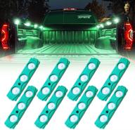 🚚 xprite 8-piece green led truck bed light kit with on/off switch - ideal for pickup exterior interior lights, footwells, running boards, cargo, under car, tonneau cover, rail rock lighting logo