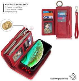 img 2 attached to 📱 Petocase Red iPhone Xs Max Wallet Case: Detachable Magnetic, Multi-Functional PU Leather, 13 Card Slots, Cash Purse, Protection!
