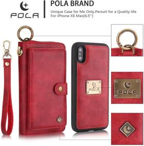 img 3 attached to 📱 Petocase Red iPhone Xs Max Wallet Case: Detachable Magnetic, Multi-Functional PU Leather, 13 Card Slots, Cash Purse, Protection!