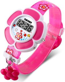 img 1 attached to 🌸 Flower Novelty Cartoon Digital Girls' Watches: A Playful Timepiece for Girls