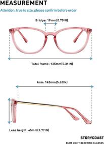 img 1 attached to 👓 STORYCOAST Кошачий глаз ретро очки, блокирующие синий свет, для женщин: Стильные очки с легкой оправой TR90, защита от УФ-лучей 400 и компьютерные очки (розовая оправа C2).