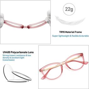 img 3 attached to 👓 STORYCOAST Кошачий глаз ретро очки, блокирующие синий свет, для женщин: Стильные очки с легкой оправой TR90, защита от УФ-лучей 400 и компьютерные очки (розовая оправа C2).