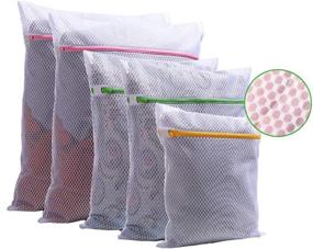 img 4 attached to 👙 5Pcs Durable Mesh Laundry Bags for Delicate Laundry - Ideal for Socks, Bras, Lingerie, Coats, Bed Sheets - Includes Travel Laundry Bag
