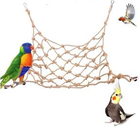 img 4 attached to 🐦 Tfwadmx Large Natural Bird Rope Net 24&#39;&#39;X24&#39;&#39; - Parrot Swing Hammock, Bird Climbing Ladder Hanging Cage Perch Chew Toys for Budgies Macaw Conure Finch Cockatoo Budgie African Grey Parakeet