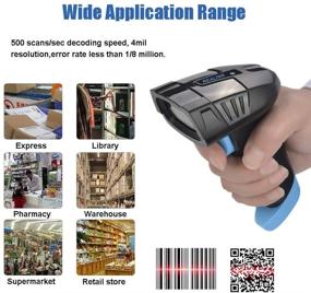 img 3 attached to Беспроводной считыватель штрих-кода QR-кода и двухмерных кодов REALINN Cordless Barcode Scanner с док-станцией USB, дальностью передачи до 328 футов, матричный CMOS-сенсор, форматы Data Matrix, PDF417, UPC, для инвентаризации в складах и супермаркетах