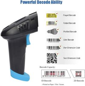 img 1 attached to Беспроводной считыватель штрих-кода QR-кода и двухмерных кодов REALINN Cordless Barcode Scanner с док-станцией USB, дальностью передачи до 328 футов, матричный CMOS-сенсор, форматы Data Matrix, PDF417, UPC, для инвентаризации в складах и супермаркетах